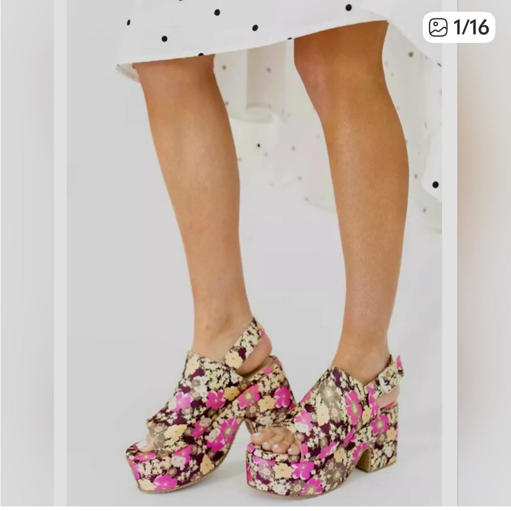 Free People Floral Nicola Platform Slingback Sandal 9 - Picture 2 of 9